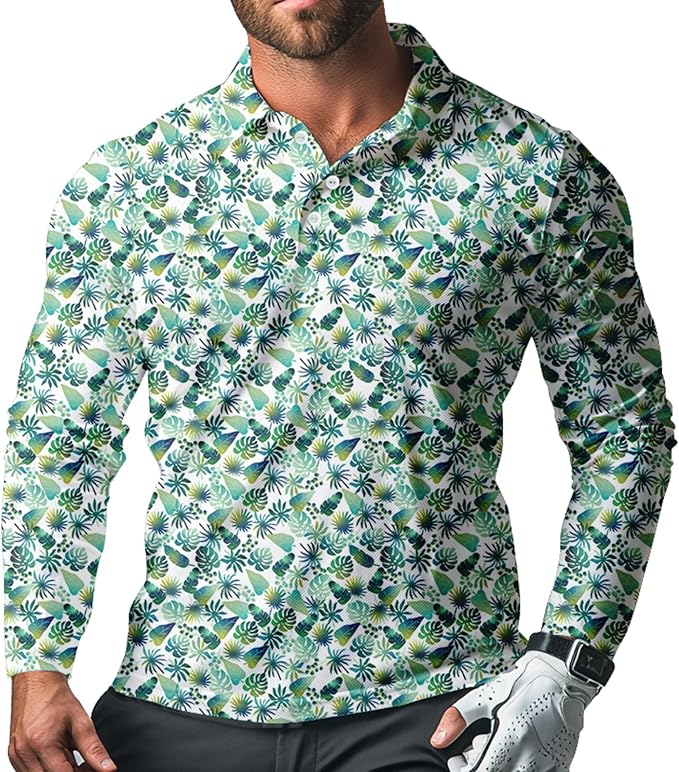 Men's Long Sleeve Golf Shirt Quick Dry 3 Button Work Fishing Outdoor Casual Collar Shirt