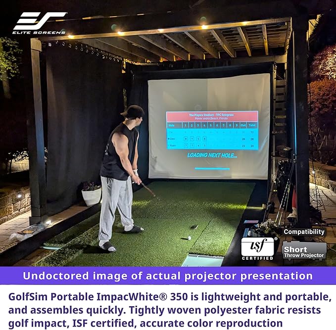 Elite Screens Golf Impact Screen Golf Simulator Impact Screen 8 ft x10 ft, Golf Hitting Screen for Simulator, Enclosed Golf Screen for Training, GolfSim Bay GSP0810-IPW350