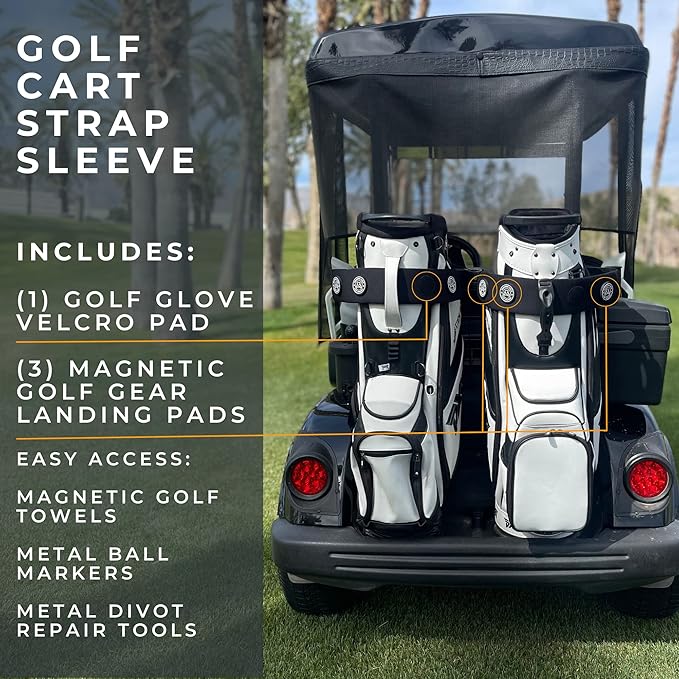 Magnetic Golf Cart Sleeve Utility Strap - Securely Attach Lightweight Golf Accessories to Your Cart with Powerful Magnets and Durable Design