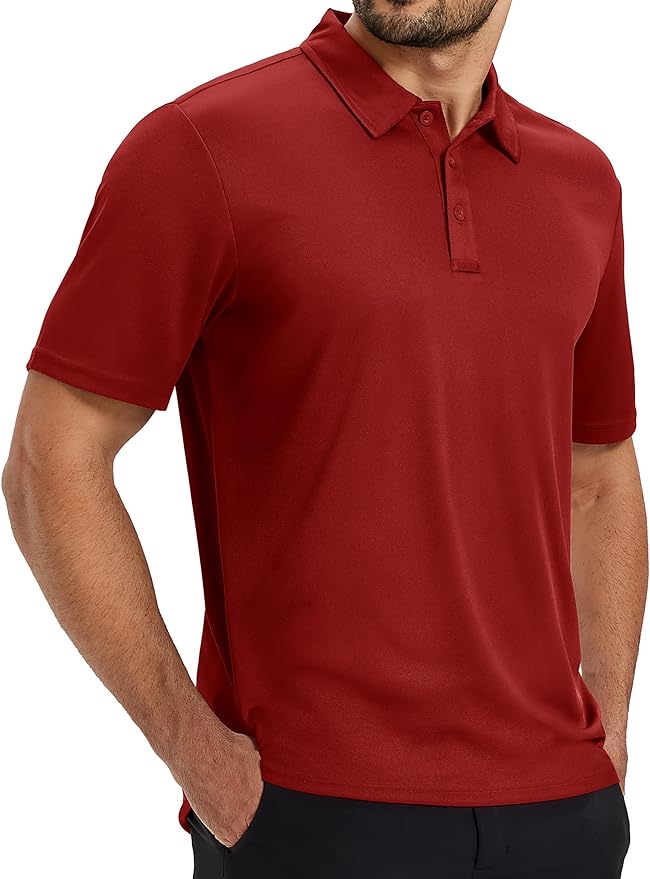 TACVASEN Mens Polo Shirts Short Sleeve Dry Fit Performance Breathable Golf Shirt with Collar Tennis Casual Business Work