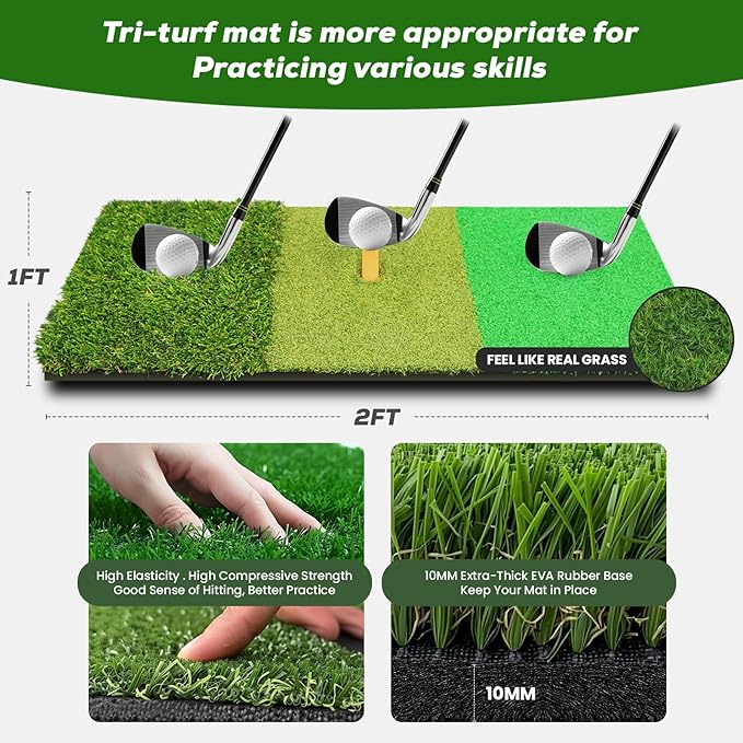 Golf Net with Practice Mat,Golf Hitting Aid Nets 10x7FT for Backyard Driving Chipping Training Swing with Target Mat Balls for Outdoor Indoor,Gifts for Men Dad and Golfer