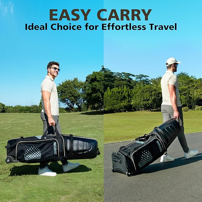 Golf Travel Bags for Airlines with Wheels, Hard Case Top and 1680D Heavy Duty Oxford Protect Golf Clubs, Lightweight and Easy to Maneuver