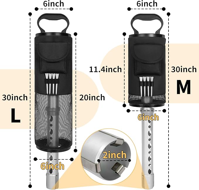 AKOZLIN Golf Ball Shag Bag with Detachable Aluminum Alloy Tube Golf Ball Retriever Large Capacity Shags Bag for Golf Ball Shagger Hold Up to 90 Balls