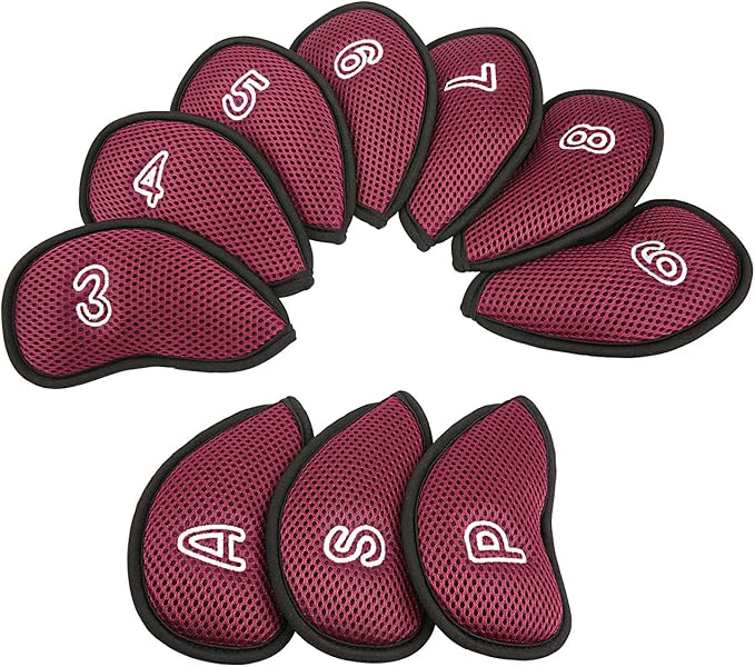 10Pcs/Pack New Meshy Golf Iron Covers Set Golf Club Head Cover Fit Most Irons
