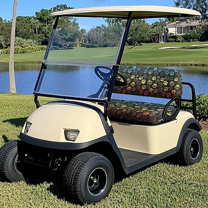 Golf Cart Seat Covers, Universal Fit & Nonskid Bottom Fits for Club Car 2 Person Seats Golf Carts