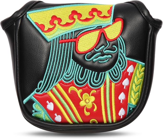 Poker Golf Headcover Golf Club Covers Fairway Wood Cover Headcover with Premium Synthetic Leather Material Embroidery Poker Pattern Fits for All Brand Golf Clubs.