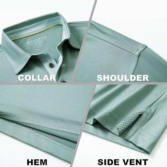 Mens Polo Shirts Short and Long Sleeve Casual Solid Stylish Dry Fit Performance Designed Collared Golf Polo Shirts for Men