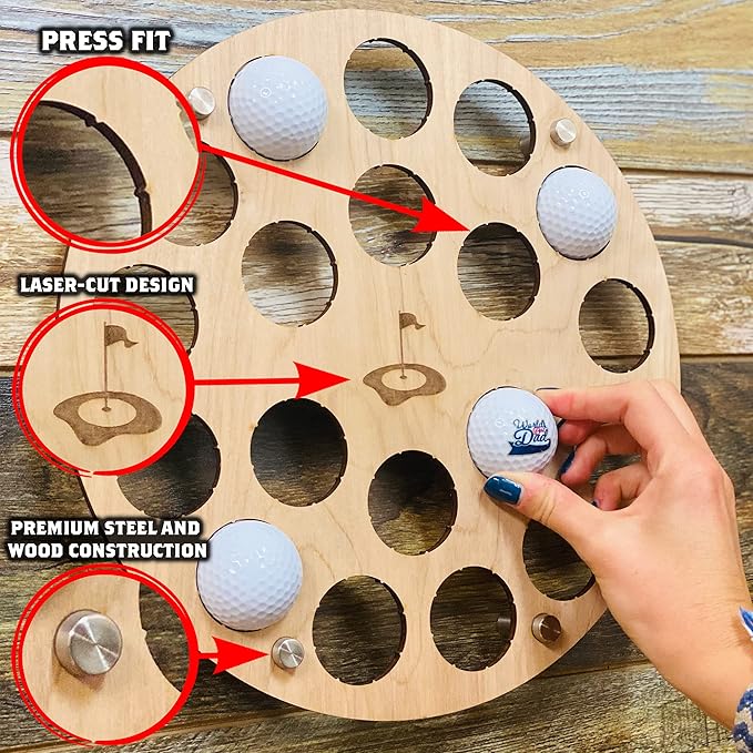 Torched Golf Ball Display Holder Collector’s Case Holds 19 Golf Balls Wall Mount Decor