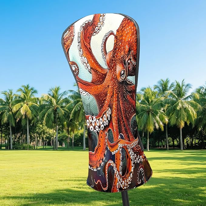 Golf Driver Head Covers Fairway Wood Headcovers, Premium Leather Golf Club Covers with Anti-Scratch Lining 1/3/5 Wood Cover for Golf Clubs for Women Men (Marble Blue)