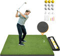 5x4ft Golf Hitting Mat, Thickened 21mm/31mm/36mm Artificial Turf Golf Practice Mats for Indoor Outdoor Backyard Driving Swing Training with 9 PU Balls, 3 Rubber Tees, 7 Tees