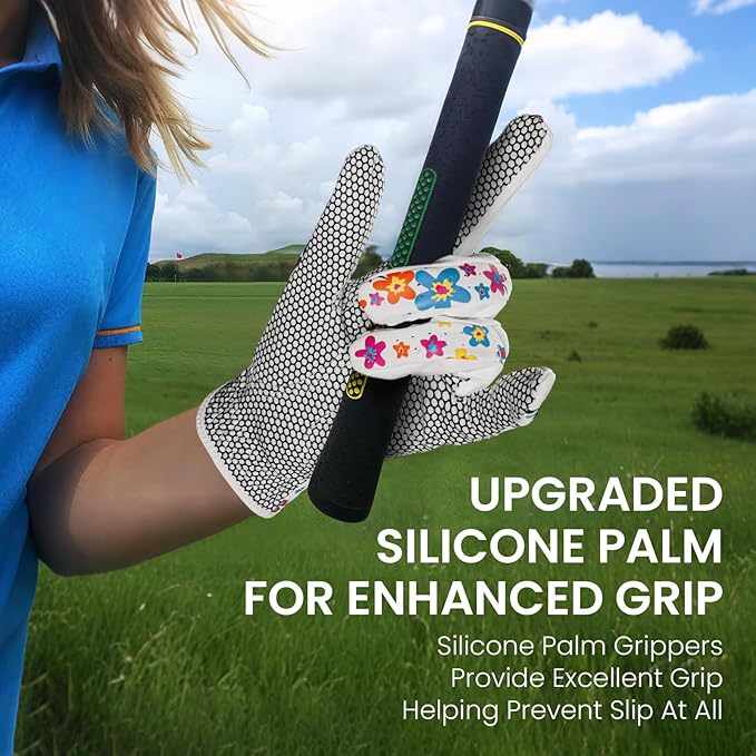 FINGER TEN Non Slip Golf Gloves Women 2 Pack for Left Right Handed Golfers, All Weather Grip & Comfortable Glove for Serious Performance, Fit Size Medium Small Large