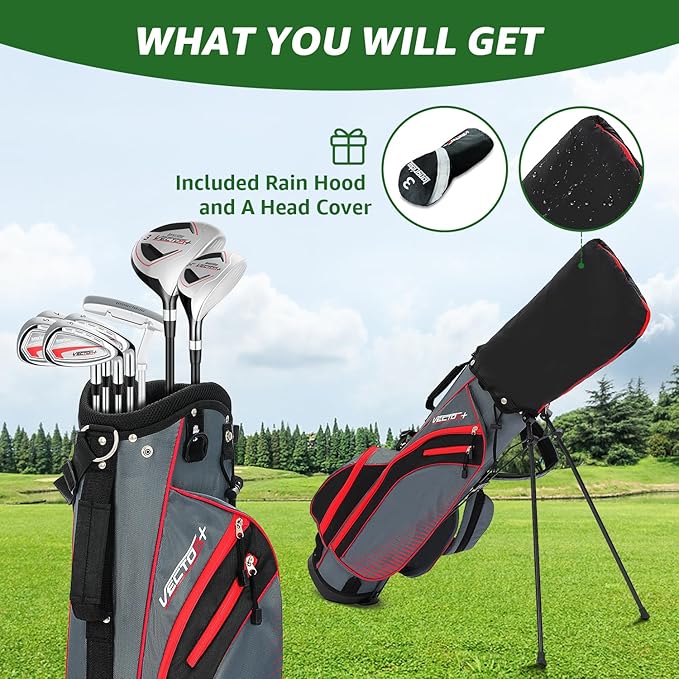 8 Pieces Complete Golf Club Set for Men Left or Right Handed – Mens Golf Clubs Full Set with Fairway Wood, Hybrid, Irons, Putter & Lightweight Bag – Beginner Friendly, Best Value, Distance & Accuracy