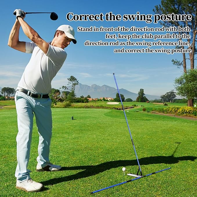 Golf Swing Trainer - Extendable Alignment Poles Set, Folding Practice Rods, Positioning Aid for Shots | for Indoor Backyard Home Range Chipping Hitting Improvement