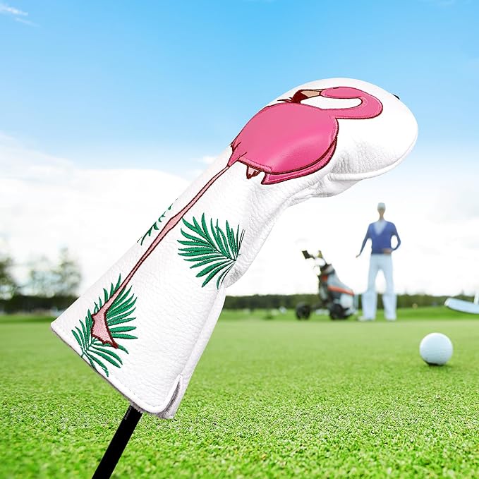 Craftsman Golf Flamingo White Golf Driver Fairway Wood Hybrid Putter Headcover Head Cover