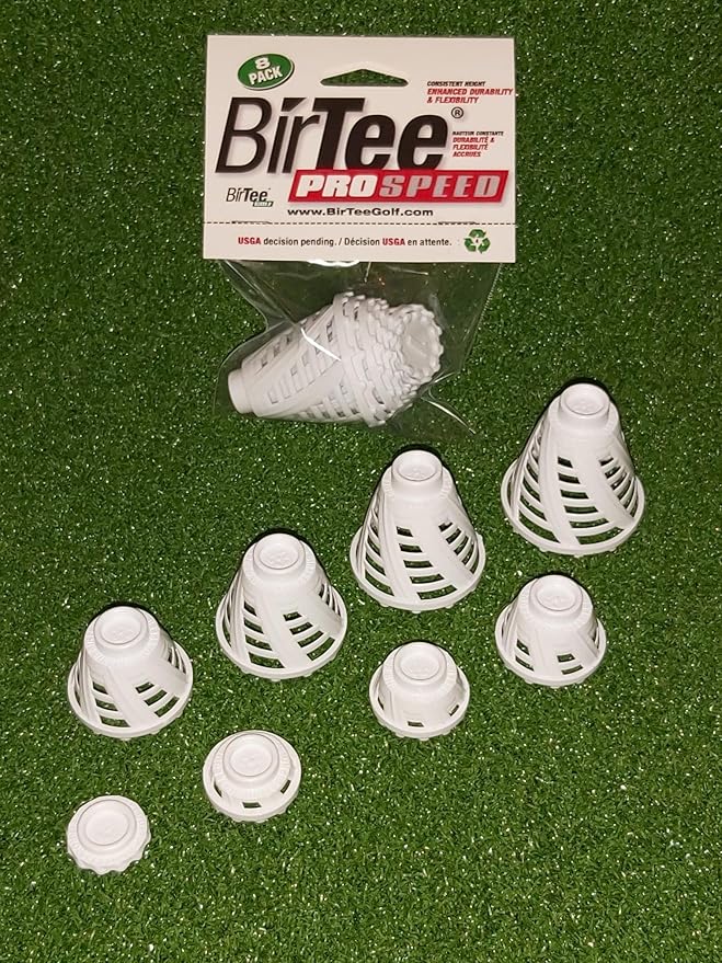 BirTee Golf Tees - PRO Speed Version with Enhanced Durability - 8 Pack. Indoor Golf Tees/Golf Simulator Tees/Winter Plastic Golf Tees