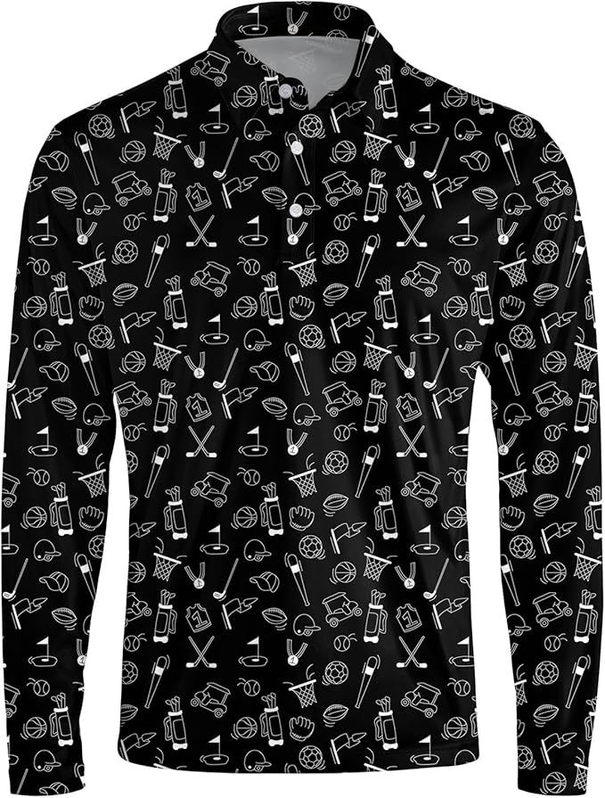 Men's Long Sleeve Golf Shirt Quick Dry 3 Button Work Fishing Outdoor Casual Collar Shirt