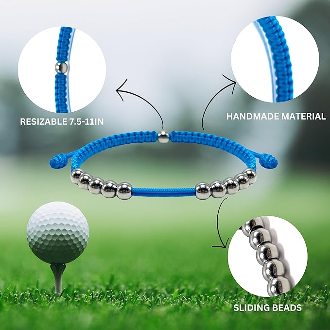 LAMIBEE Golf Stainless Steel 10 Beads Score Counter Bracelet, Golf Stroke Count Bracelet, Resizable and Easy to Adjust Golf Round Scoring Tracker, Durable and Stylish Golf Accessory