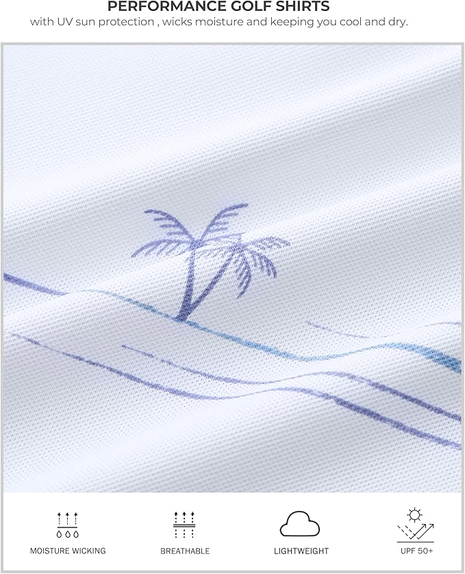 Men's Golf Shirts Dry Fit Moisture Wicking Performance Short Sleeve Collared Polo Shirts for Casual Athletic Business