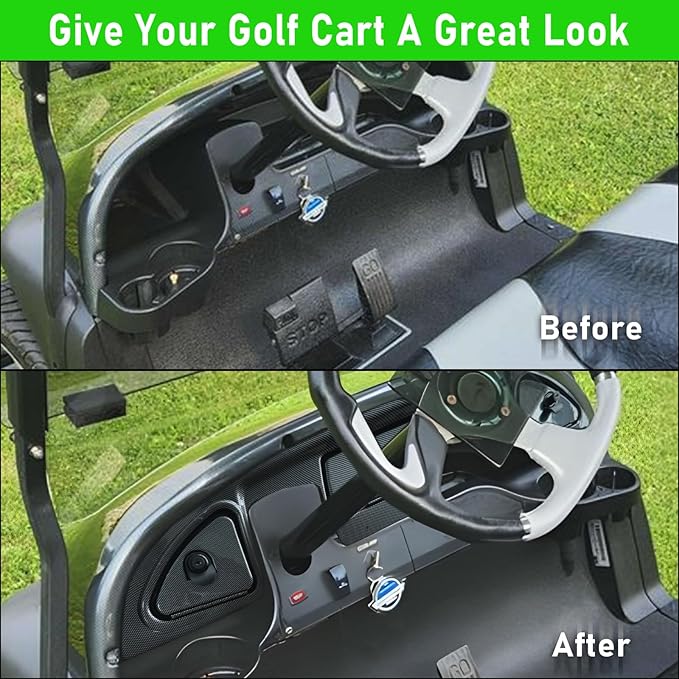 Golf Cart Dash Kit with Locks and Keys for 2008.5-Up Club Car Precedent Tempo Onward Golf Cart, Carbon Fiber Printing Precedent Dash Cover