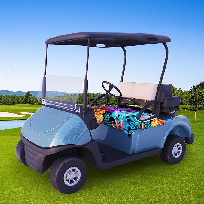 AQQA Golf Cart Seat Covers, Tropical Palm Leaf-Boho-Marble Microfiber Golf Cart Seat Blanket, Golf Blanket, Golf Accessories, Golf Cart Seat Towel Fits All 2-Seat Golf Carts, 55"x 32"