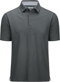 MAGCOMSEN Men's Polo Shirts Short Sleeve Cotton Pique 3 Button Classic Fit Casual T-Shirt Performance Golf Shirts