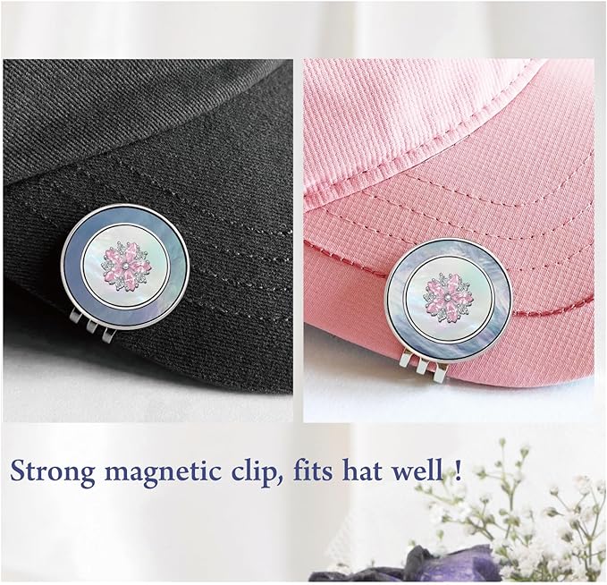 Golf Ball Marker Hat Clip with Pearl Ball Marker, Golf Gifts, Golf Accessories, Golf Ball Markers for Women
