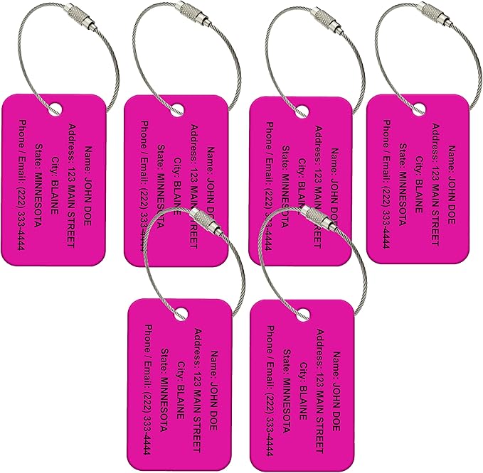 Custom Luggage Tags for Travel – Durable High-Visibility Acrylic Tags for Suitcases, Backpacks, & Luggage Sets, Includes Wire Ring Loop for Easy Attachment