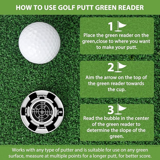 Golf Putt Green Reader, Magnetic Alloy Round Bubble Level, High Precision Reader, Golf Putting Aid, Golf Accessories for Men Gift 45MM
