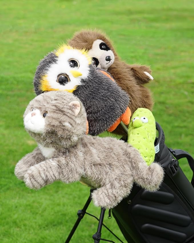 Big Teeth Funny Plush Driver Headcover Animal, Groundhog Gopher Penguin Driver Head Cover for 460cc Club, Sloth Leprechaun Crocodile Golf Head Covers for Woods and Driver Protector