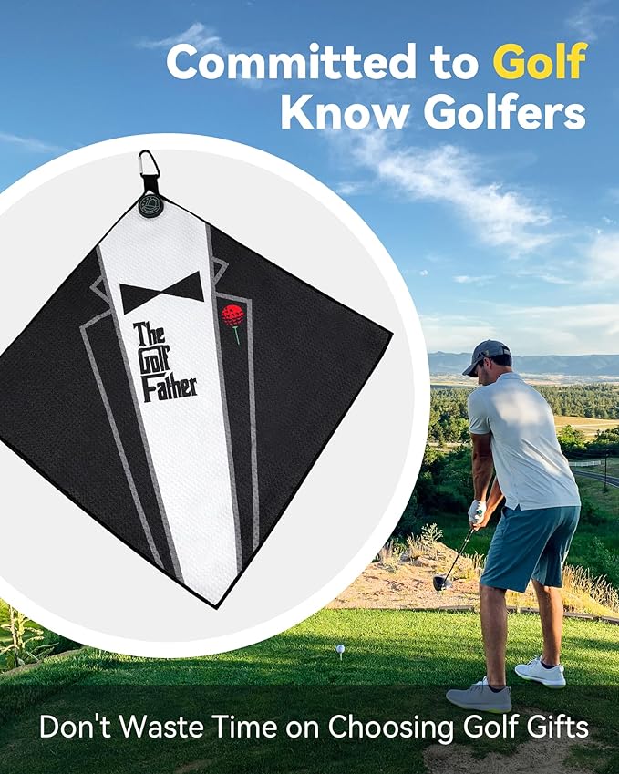 The Golf Father Golf Club Covers, Driver Fairway Hybrid Headcover, Funny Putter Cover Magnetic, Black & White Color Iron Covers,Golf Gifts for Men