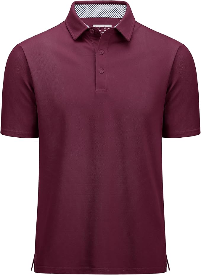 MAGCOMSEN Men's Polo Shirts Short Sleeve Cotton Pique 3 Button Classic Fit Casual T-Shirt Performance Golf Shirts
