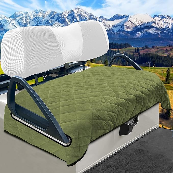 YOKYHOM Golf Cart Seat Covers, Golf Cart Seat Towel Blanket, Short Plush Surface, Soft and Comfortable, Suits EZGO, Yamaha, Club Car and Other 2-Seat Golf Carts, 51"x 30.5", Grass Green