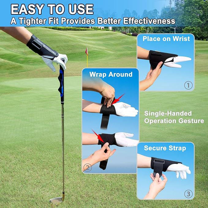 Golf Wrist Brace | Golf Wrist Training Aid - Adjustable Wrist Trainer & Swing Training Aid with Internal Medical-Grade Splint for Left/Right Handed | Golf Wrist Hinge Trainer for Injury Recovery
