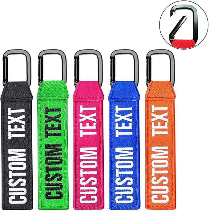 Personalized Key Tags, Custom Double-Sided Embroidery Name Number Keychain Tags, ID Identifiers Labels with Clip for Women Men Travel Bag Suitcase Keys, Baggage Tags to Quickly Spot Luggage Suitcase