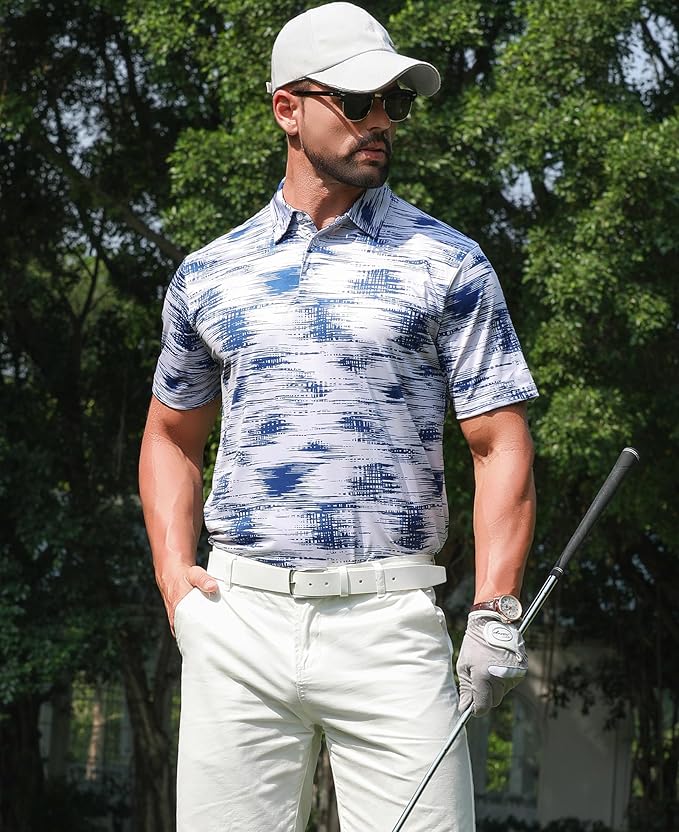 zeetoo Men's Polo Shirts Hawaiian Golf Polos Shirts Short Sleeve Performance Moisture Wicking Mens Golf Shirts