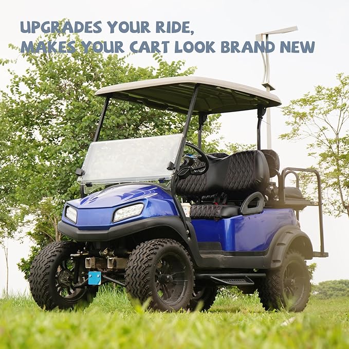 Golf Cart Vinyl Replacement Seat Covers fits Club Car Precedent 2004+, Diamond Front Seat Cover Black Stitching Durable Breathable & Easy to Clean