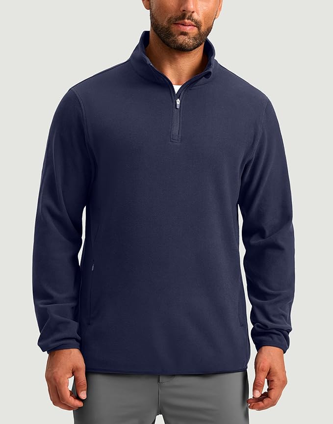G Gradual Mens Quarter Zip Pullover Fleece with 2 Zipper Pockets Long Sleeve Golf Shirt Winter Athletic Sweater Lightweight
