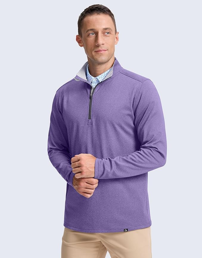 Obla Golf Quarter Zip Pullover Men Fleece Mock Neck Sweatshirt Winter Warm 1/4 Zip Long Sleeve Golf Shirt