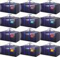 12 Pack Extra Large Heavy Duty Moving Bags with Reinforced Zipper & Wide Handles, Moisture-Resistant Storage Bins Packing Cubes for Clothes, College Dorm, Travel, and Home Organization, DarkBlue