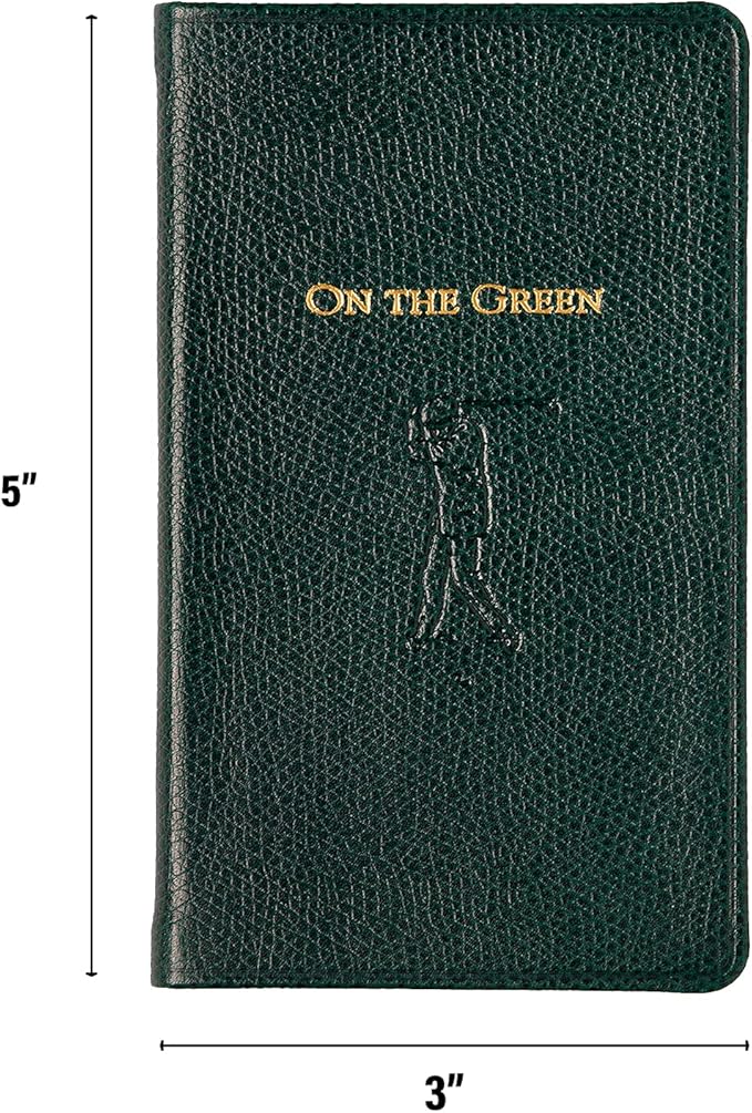 Graphic Image On The Green, Golf Score Book, Genuine Calfskin Leather (Green, 3" x 5")