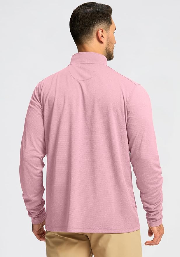 Obla Golf Quarter Zip Pullover for Men Mock Neck Sweatshirt Lightweight Sun Protection Men's Long Sleeve Golf Shirt