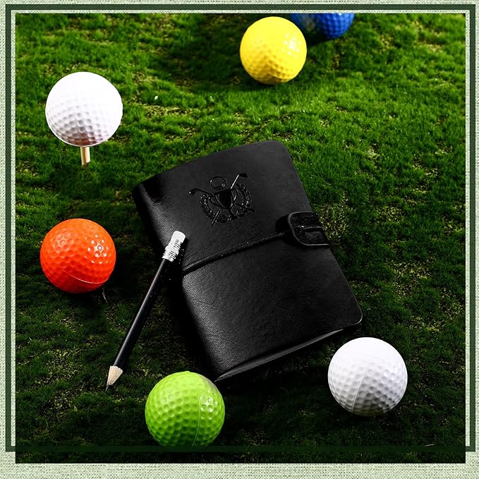 Yexiya Golf Scorecard Book with Pencil Leather Golf Journal Scorecard Holder Accessories Notebook Log Book Pocket Scorebook Gifts for Men Golfers, Sports and Outdoor Club Accessories
