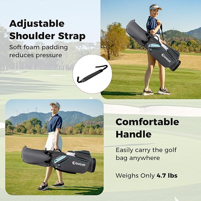 Tangkula Golf Cart Bag, Lightweight Golf Bag with 14-Way Divider Top, Portable Golf Club Organizer Bag with Cooler Pocket, Adjustable Shoulder Strap, Rain Hood & Umbrella Holder for Men & Women