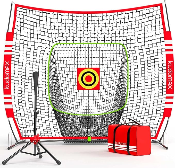 Baseball/Softball 6×6FT Kids Practice Net for Hitting & Pitching,Stable Bow Frame, Batting Tee, Target and Strike Zone for Throwing, Most Suitable for Kids and Teenager