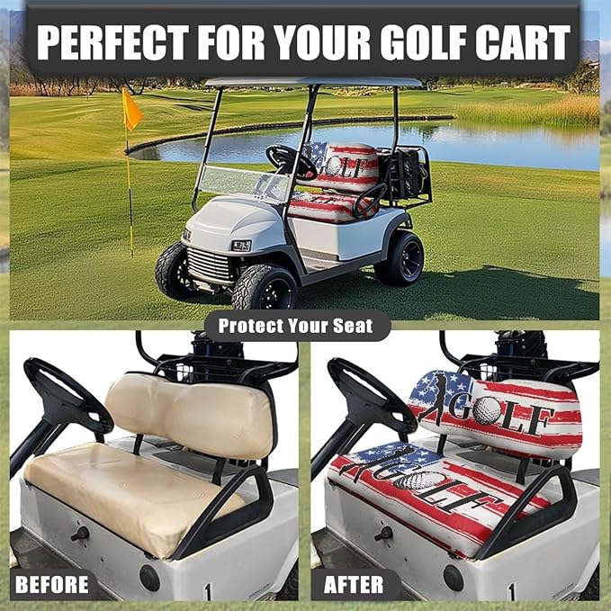 Fashion Print Golf Cart Seat Covers 2 Passenger Golf Cart Backrest Cover Golf Cart Seat Towel Gift for Friends