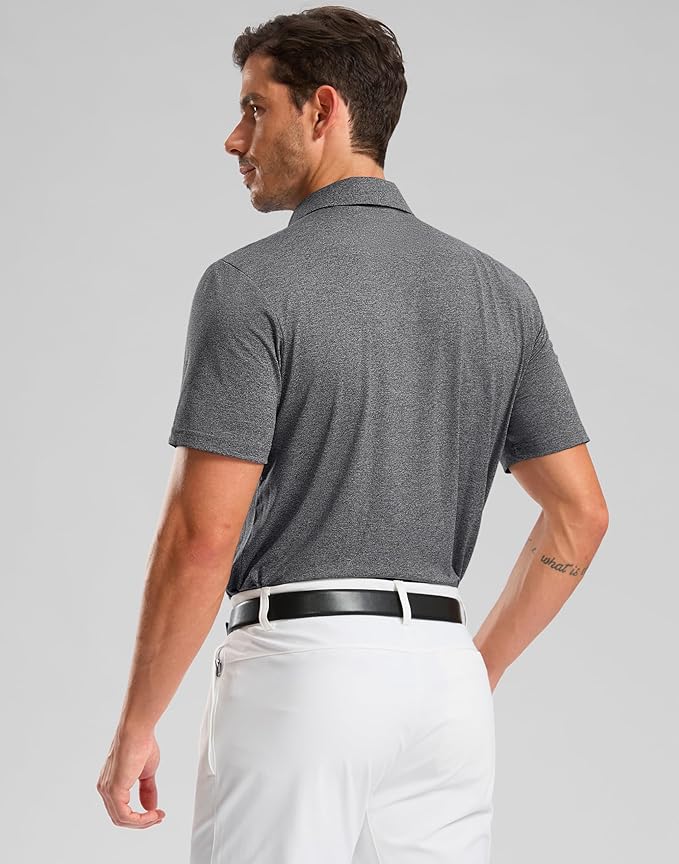 Golf Shirts Heather Polo Short Sleeve Dry Fit Lightweight Moisture Wicking Collared Shirts Casual Athletic Business
