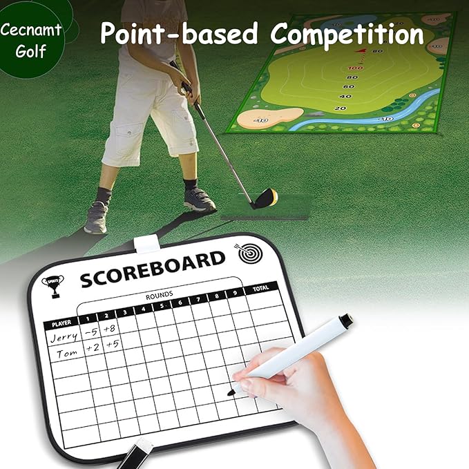 Golf Chipping Game - Battle With Club & Hitting Mat, Chip Sticky Practice Set for Adults Kids Indoor Outdoor Backyard