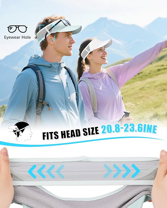 Sports Sun Visor Hats for Women Men Lightweight Breathable Cooling Stretchy Visors Foldable UPF 50+ for Running Tennis Golf