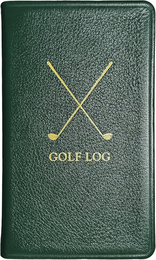 Graphic Image On The Green Golf Journal, Golf Score Log Book, Genuine Full Grain Leather (Green, Compact - 3" x 5") Published & Bound in the USA