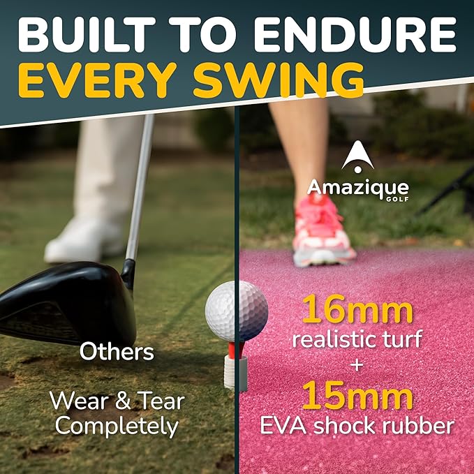 5×4 Golf Hitting Mat, Non-Slip Hitting Mat, 31mm, 36mm, 40mm Thick, PGA Pro Trusted Indoor & Outdoor Golf Practice Mat with Training Kit
